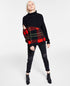 Bar III Plaid Cutout Turtleneck Sweater